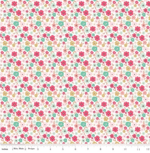 Цветы мелкие на белом с глитером SC8636-WHITE - фото 1400