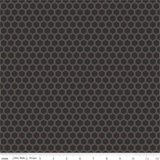 Соты глитер на черном SC8165-BLACK - фото 6691