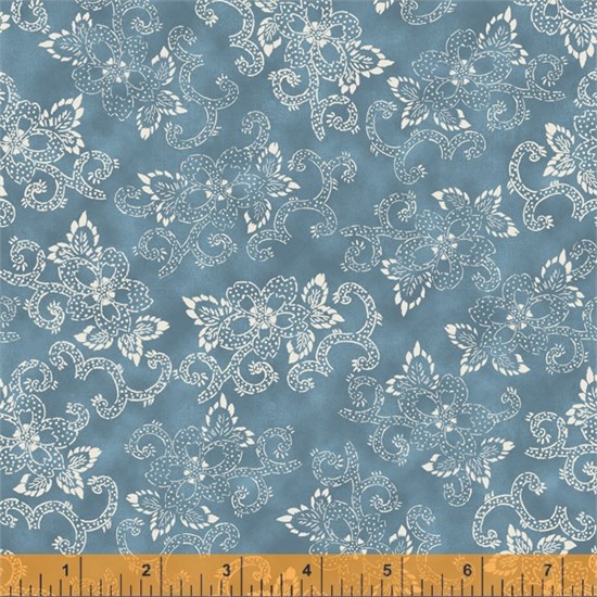 52567-3 Узор цветочный на светлом синем 52567-3