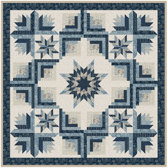 12204  Набор тканей WILLOW на квилт "Рождественский венок" размер  81" на 81" 12204