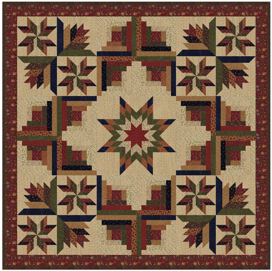 12203 Набор тканей Natures Glory  на квилт "Рождественский венок" размер  81" на 81" 12203