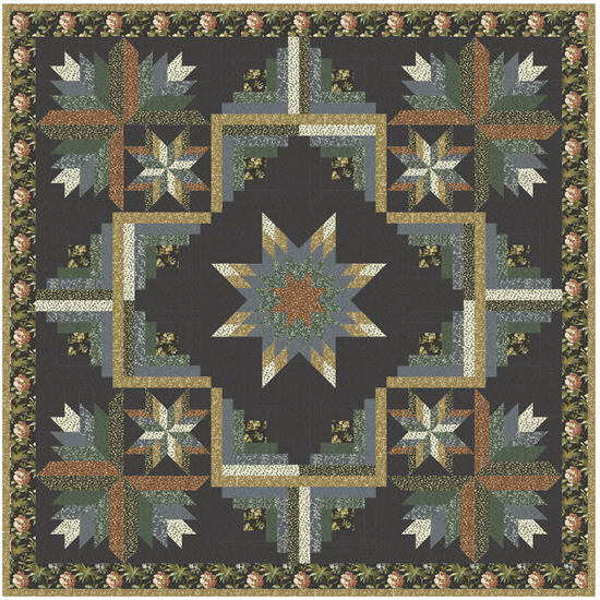 12196 Набор тканей Tara на квилт "Рождественский венок" размер  81" на 81" 12196