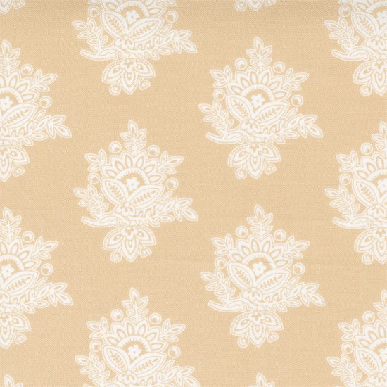 20454 15 Cinnamon and Cream FLAX FLORAL FABRIC 20454 15