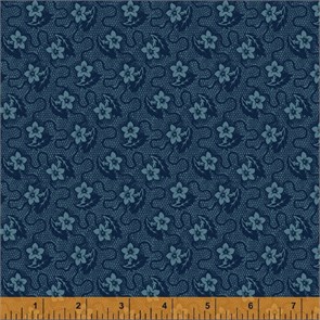 52566-1 Узор из цветочков на синем 52566-1