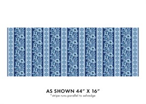 13445-55 Benartex Traditions - Bluesette - Floral Stripe, Dark Blue 13445-55